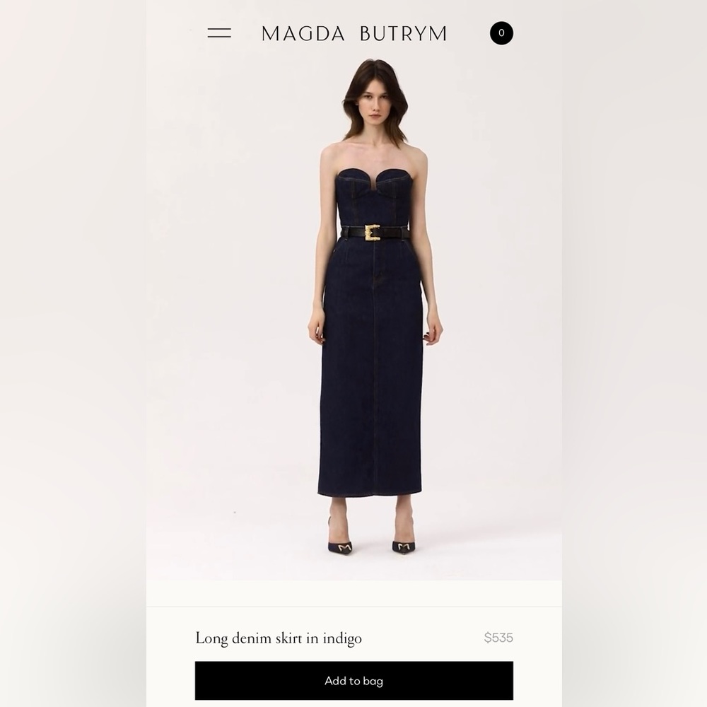 Magda Butrym long demin skirt in indigo